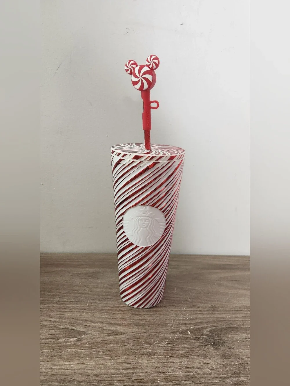 Disney Parks Peppermint Swirl 24 oz. Starbucks Travel Tumbler with Straw